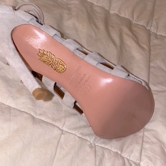 Aquazzura Amazon grey lace up heels new cutout caged suede pumps firenze size 38 - Picture 5 of 7